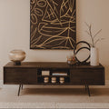 Orsina Madsen Pine Wood Media Unit – Industrial Low Profile TV Stand