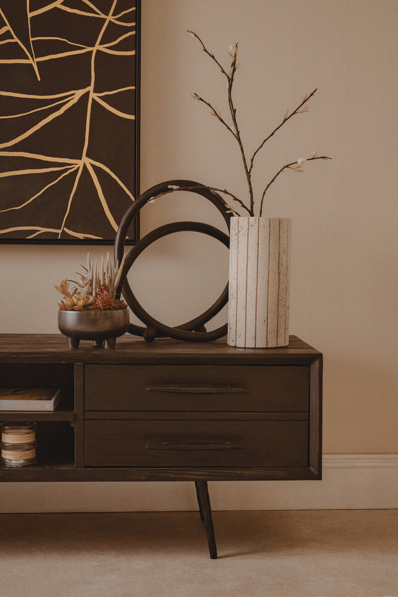 Orsina Madsen Pine Wood Media Unit – Industrial Low Profile TV Stand