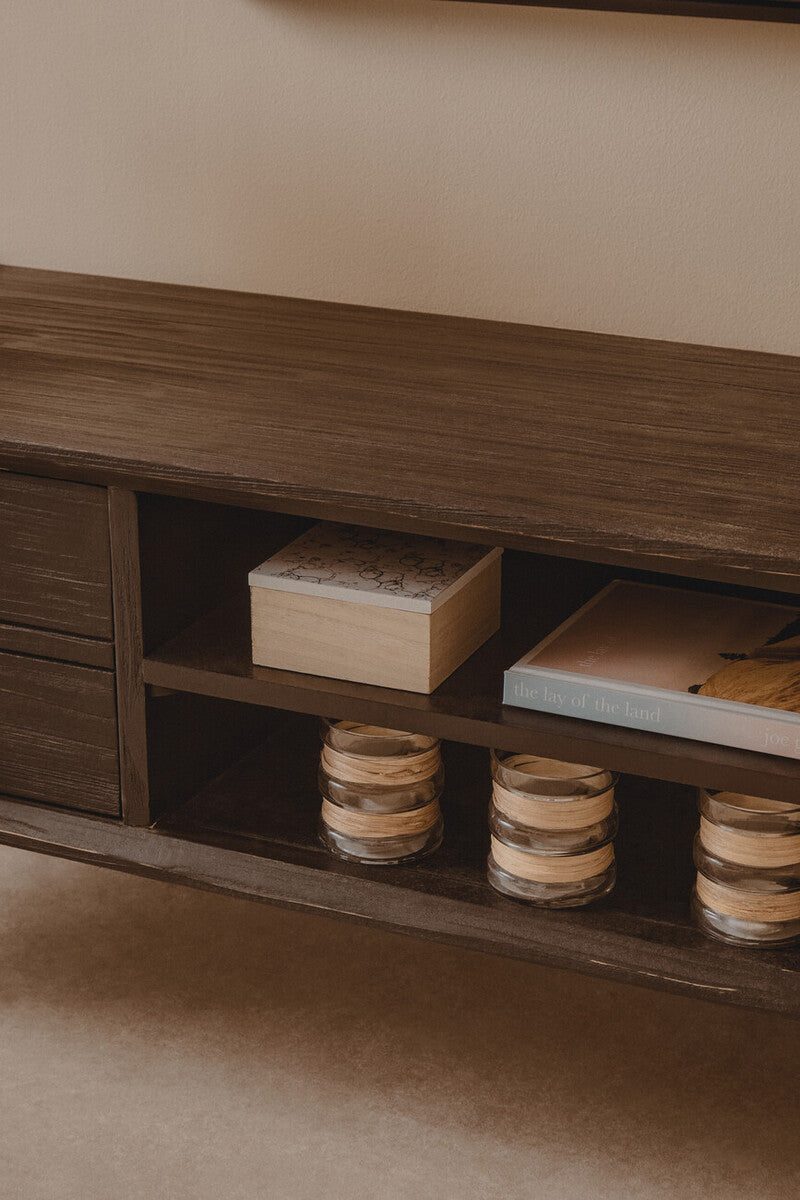 Orsina Madsen Pine Wood Media Unit – Industrial Low Profile TV Stand