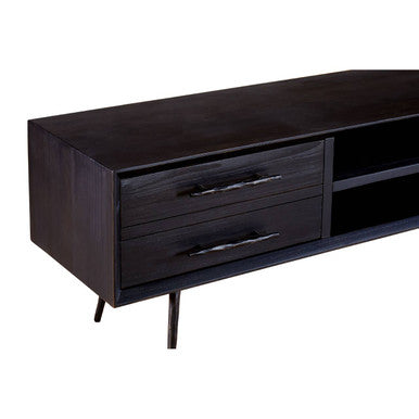 Orsina Madsen Pine Wood Media Unit – Industrial Low Profile TV Stand