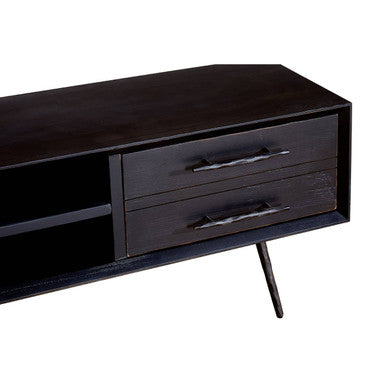 Orsina Madsen Pine Wood Media Unit – Industrial Low Profile TV Stand