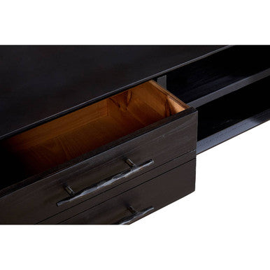 Orsina Madsen Pine Wood Media Unit – Industrial Low Profile TV Stand