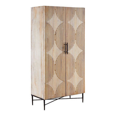 Orsina Kyra Wardrobe – Modern Rustic Elm Wood with Fluted Doors