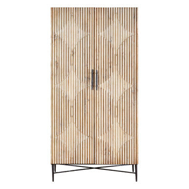 Orsina Kyra Wardrobe – Modern Rustic Elm Wood with Fluted Doors