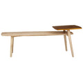 Orsina Kyra Two-Tier Elm Wood Coffee Table in Light Grey and Gold
