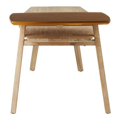 Orsina Kyra Two-Tier Elm Wood Coffee Table in Light Grey and Gold