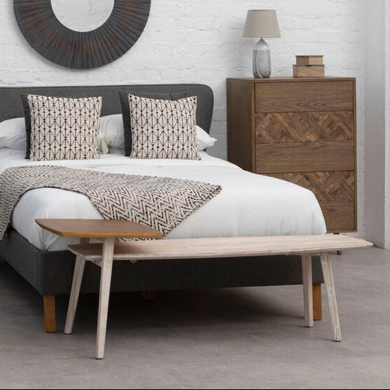 Orsina Kyra Two-Tier Elm Wood Coffee Table in Light Grey and Gold