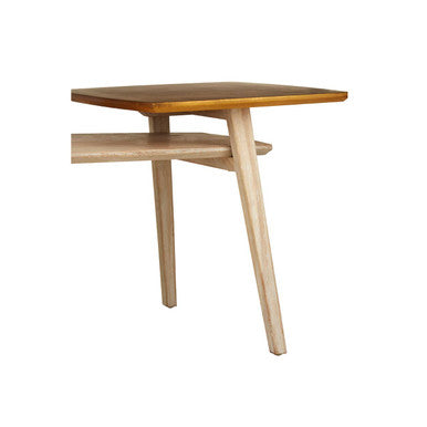 Orsina Kyra Two-Tier Elm Wood Coffee Table in Light Grey and Gold
