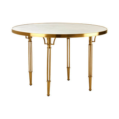 Orsina Modica Round White Concrete Dining Table with Brushed Gold Legs