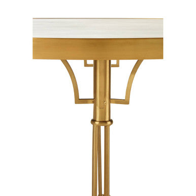 Orsina Modica Round White Concrete Dining Table with Brushed Gold Legs