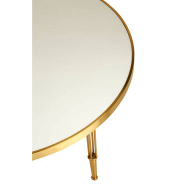 Orsina Modica Round White Concrete Dining Table with Brushed Gold Legs