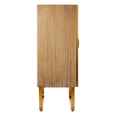 Orsina Modica White Oak Wood and Brushed Gold 2-Shelf Cabinet