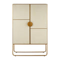 Orsina Modica White Oak Wood and Brushed Gold 2-Shelf Cabinet