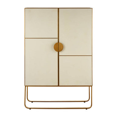 Orsina Modica White Oak Wood and Brushed Gold 2-Shelf Cabinet