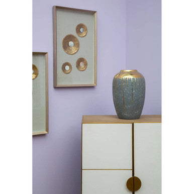 Orsina Modica White Oak Wood and Brushed Gold 2-Shelf Cabinet