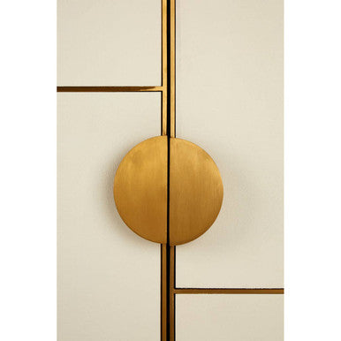 Orsina Modica White Oak Wood and Brushed Gold 2-Shelf Cabinet