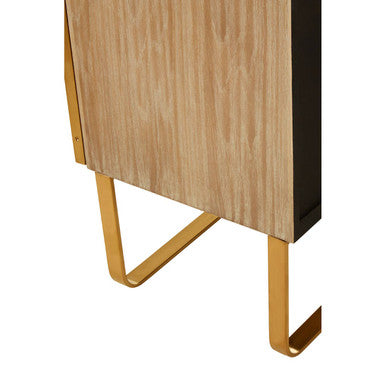 Orsina Modica White Oak Wood and Brushed Gold 2-Shelf Cabinet