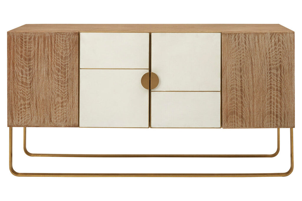 Orsina Modica Sideboard – White Wood and Gold Modern Storage Cabinet