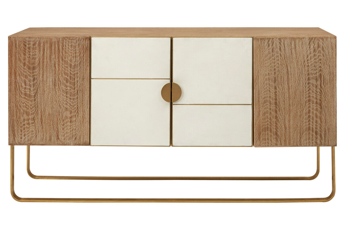 Orsina Modica Sideboard – White Wood and Gold Modern Storage Cabinet