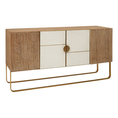 Orsina Modica Sideboard – White Wood and Gold Modern Storage Cabinet