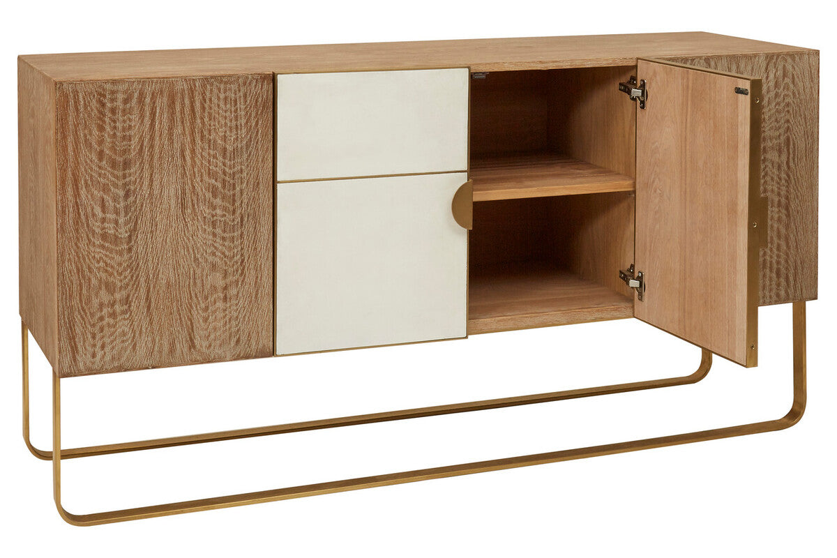 Orsina Modica Sideboard – White Wood and Gold Modern Storage Cabinet