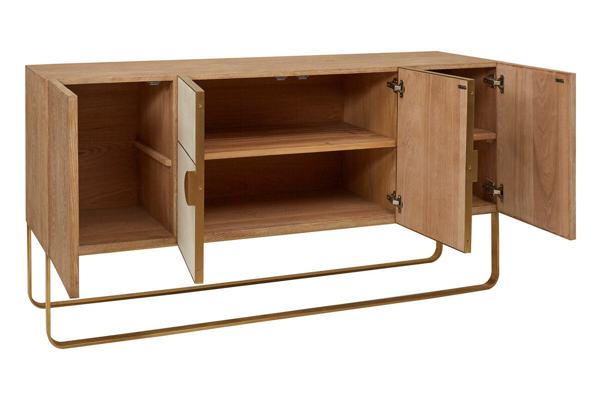 Orsina Modica Sideboard – White Wood and Gold Modern Storage Cabinet