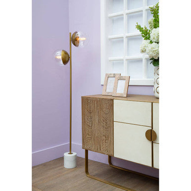 Orsina Modica Sideboard – White Wood and Gold Modern Storage Cabinet