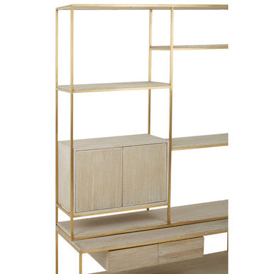 Orsina Modica Oak Wood and Gold Shelf Unit | Modern Storage Display