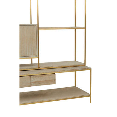 Orsina Modica Oak Wood and Gold Shelf Unit | Modern Storage Display