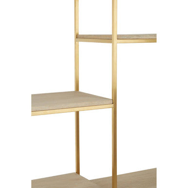 Orsina Modica Oak Wood and Gold Shelf Unit | Modern Storage Display