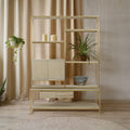 Orsina Modica Oak Wood and Gold Shelf Unit | Modern Storage Display