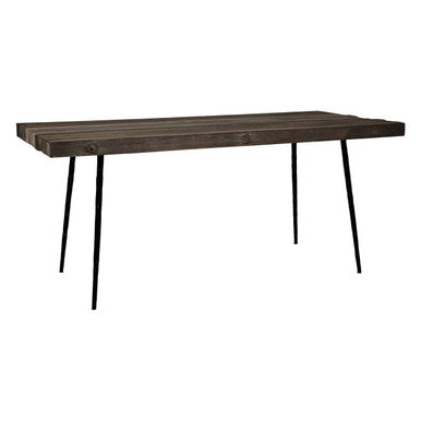 Orsina Mason Weathered Oak Dining Table | Rustic Grey & Blue Iron Base