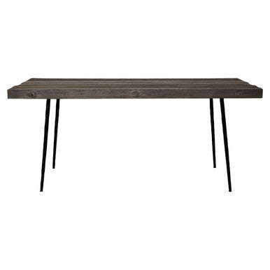 Orsina Mason Weathered Oak Dining Table | Rustic Grey & Blue Iron Base