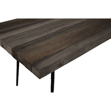 Orsina Mason Weathered Oak Dining Table | Rustic Grey & Blue Iron Base