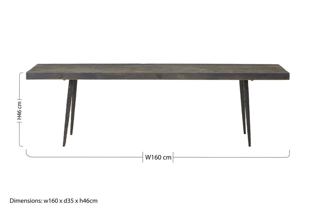 Orsina Mason Old Oak Wood Bench – Industrial Rustic Entryway Seating