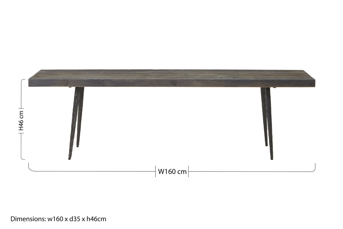 Orsina Mason Old Oak Wood Bench – Industrial Rustic Entryway Seating