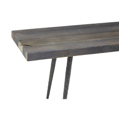 Orsina Mason Old Oak Wood Bench – Industrial Rustic Entryway Seating