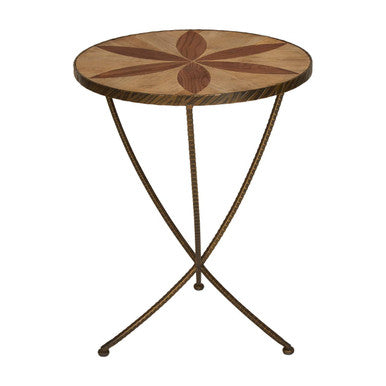 Orsina Elmo Large Side Table | Brown Elm Wood & Antique Brass Iron