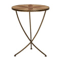 Orsina Elmo Large Side Table | Brown Elm Wood & Antique Brass Iron