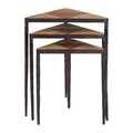 Orsina Elmo Triangular Nesting Tables – Set of 3 Elm Wood & Iron