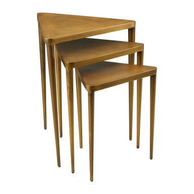 Orsina Gold Triangular Nesting Tables – Set of 3 Concrete & Iron Side Tables