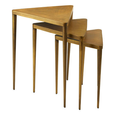 Orsina Gold Triangular Nesting Tables – Set of 3 Concrete & Iron Side Tables