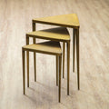 Orsina Gold Triangular Nesting Tables – Set of 3 Concrete & Iron Side Tables