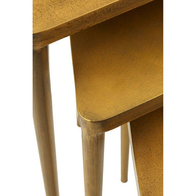 Orsina Gold Triangular Nesting Tables – Set of 3 Concrete & Iron Side Tables