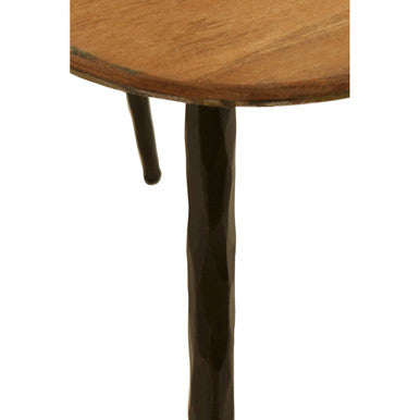 Orsina Elmo Nest of 3 Triangular Elm Wood and Iron Nesting Tables