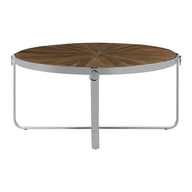 Orsina Mitra Coffee Table – Natural Elm Wood and Stainless Steel