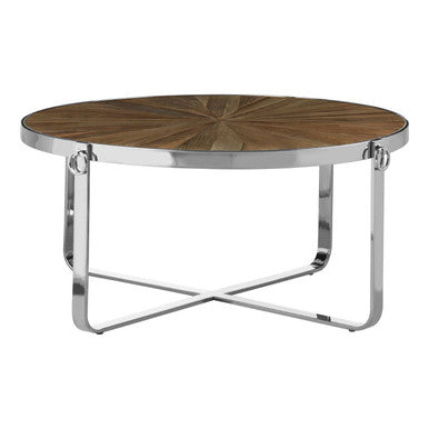 Orsina Mitra Coffee Table – Natural Elm Wood and Stainless Steel