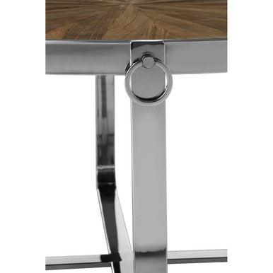 Orsina Mitra Coffee Table – Natural Elm Wood and Stainless Steel