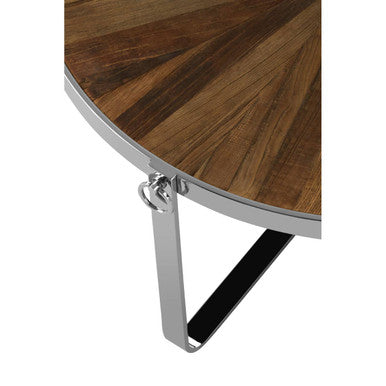 Orsina Mitra Coffee Table – Natural Elm Wood and Stainless Steel