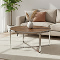 Orsina Mitra Coffee Table – Natural Elm Wood and Stainless Steel